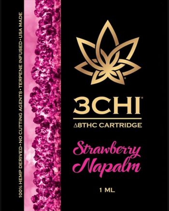 3Chi Delta 8 THC Vape Cartridge with Botanical Derived Terpenes - Strawberry Napalm