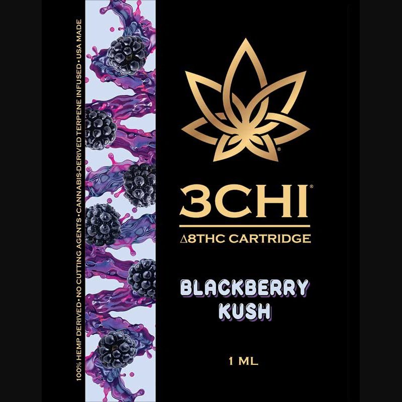3Chi Delta 8 THC Vape Cartridge with Cannabis Derived Terpenes - Blackberry Kush